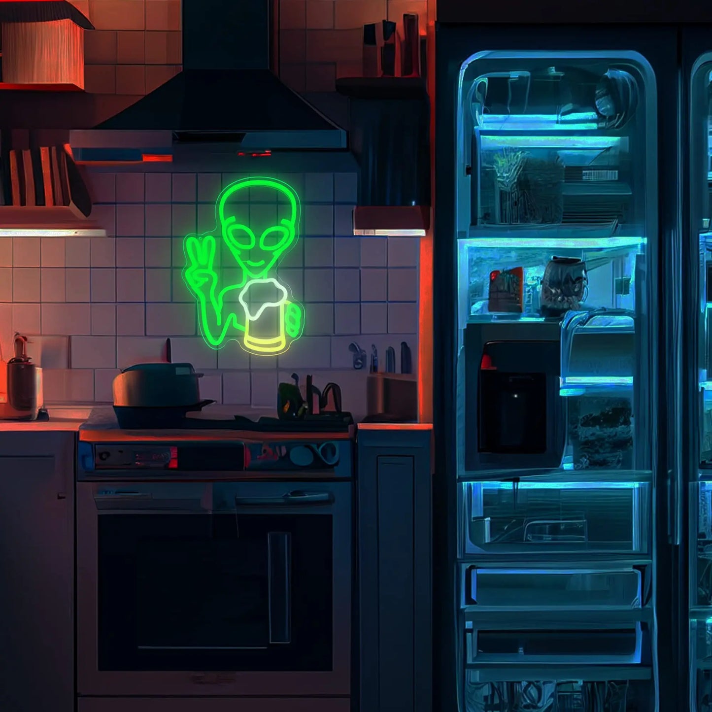 Drinking Alien Neon Signs